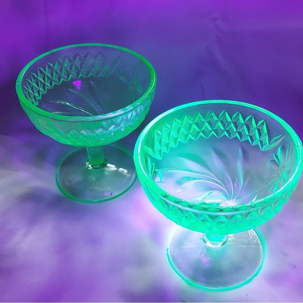 Uranium Sherbet Glass US Glass Co late 20s Set of 2*